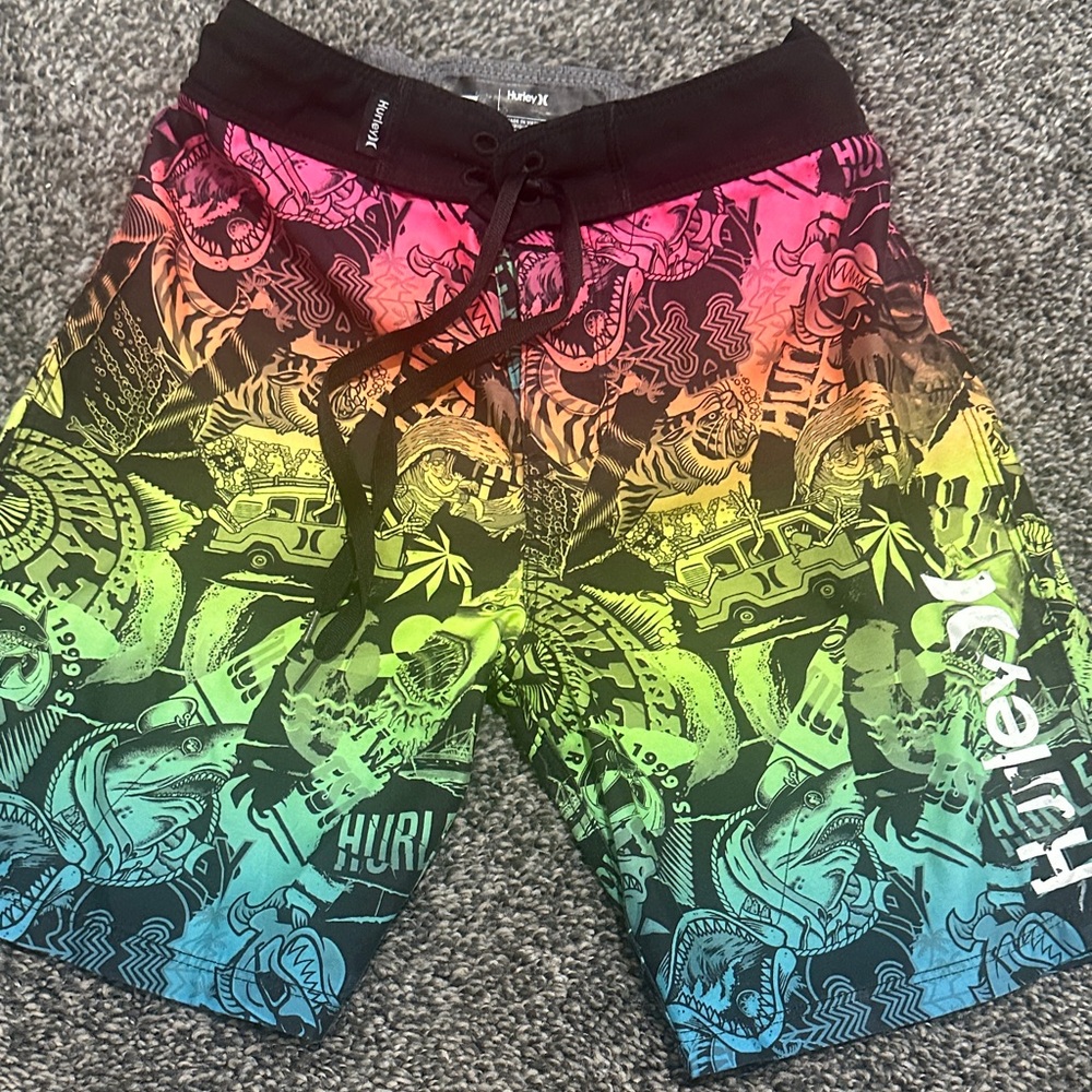 Hurley Boys Multicolor Graphic Board Shorts Size 7
